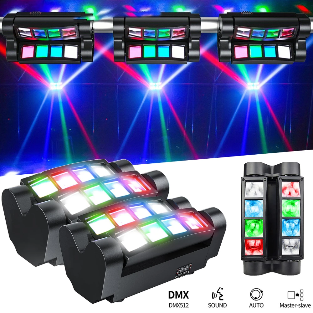 

1/2PCS Mini Spider Light 8x3W RGBW Moving Head Light LED Spider Beam Stage Lighting DMX 512 Light Good for DJ Nightclub Party