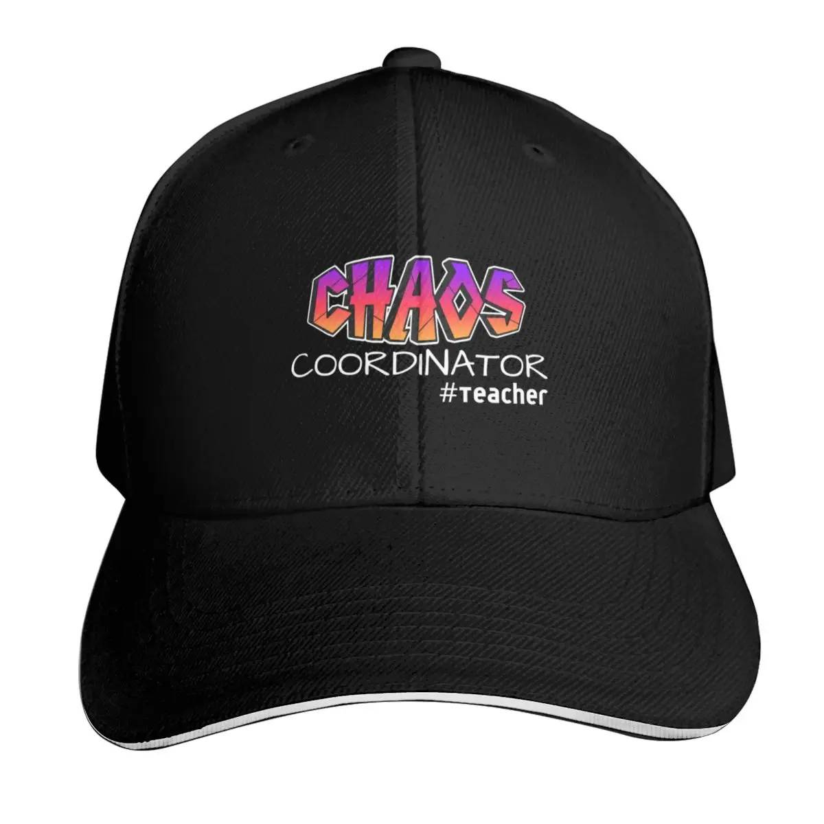 Chaos Coordinator #Teacher Baseball Cap Moisture Wicking Quick Dry Curved Brim Classic Fit Low Profile Unstructured