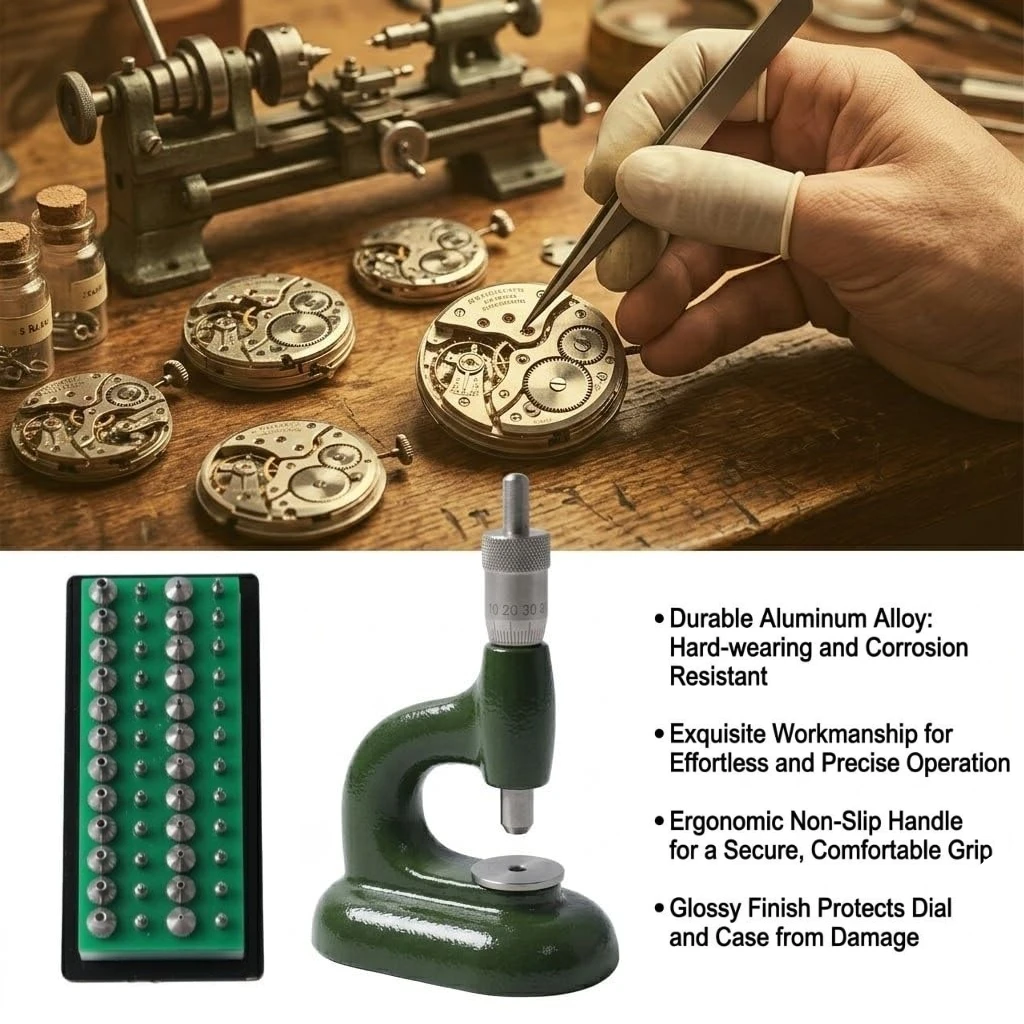 Watch Jewelling Tool Case Press Module Disassembly Station with 48 Precision Hole Dies Manual Force Modulation for Watchmaking
