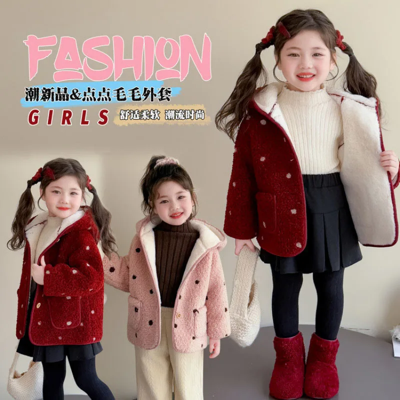 

2025 Girls' Autumn Winter Warmth Thicken Overcoat Hooded Tops Comfortable Jacket 7 To 12 Years Old Children Clothes New Fashion