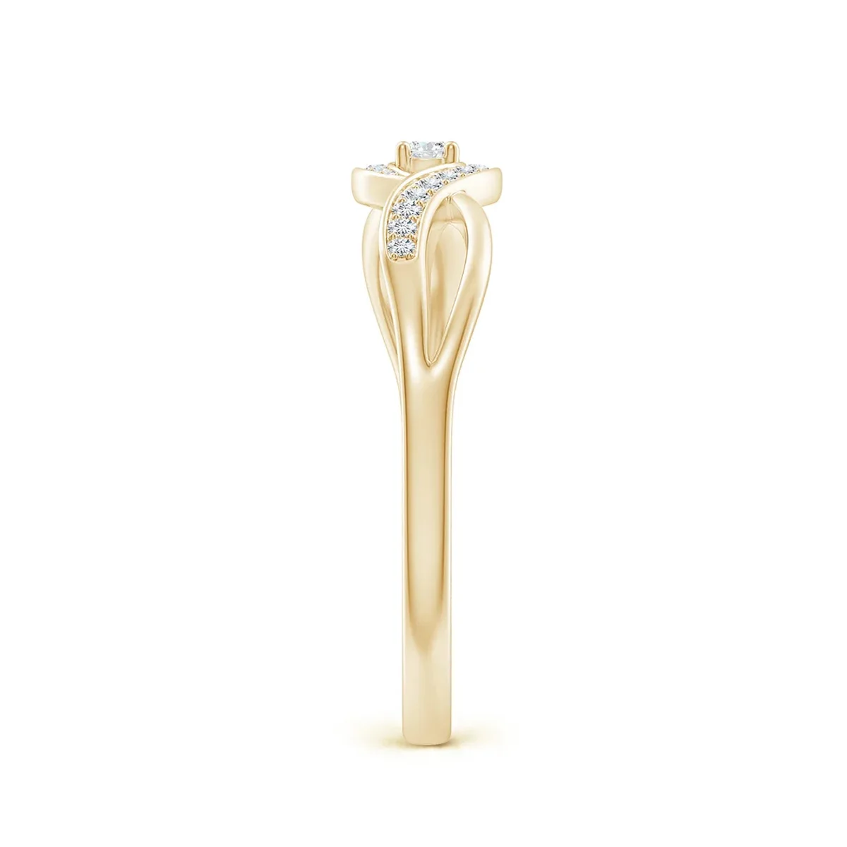 Twist Shaped Round Lab Diamond Ring Lab Grown With Zero Emissions Diamond Ring 9K/14K/18K Yellow Gold Openwork Shank Ring