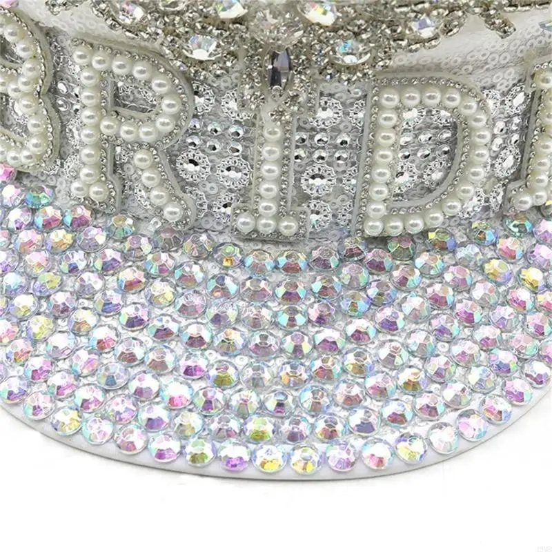 Splendido cappello da sposa con perle, cappello da capitano, con bianchi incrostati, BRIDR da 49
