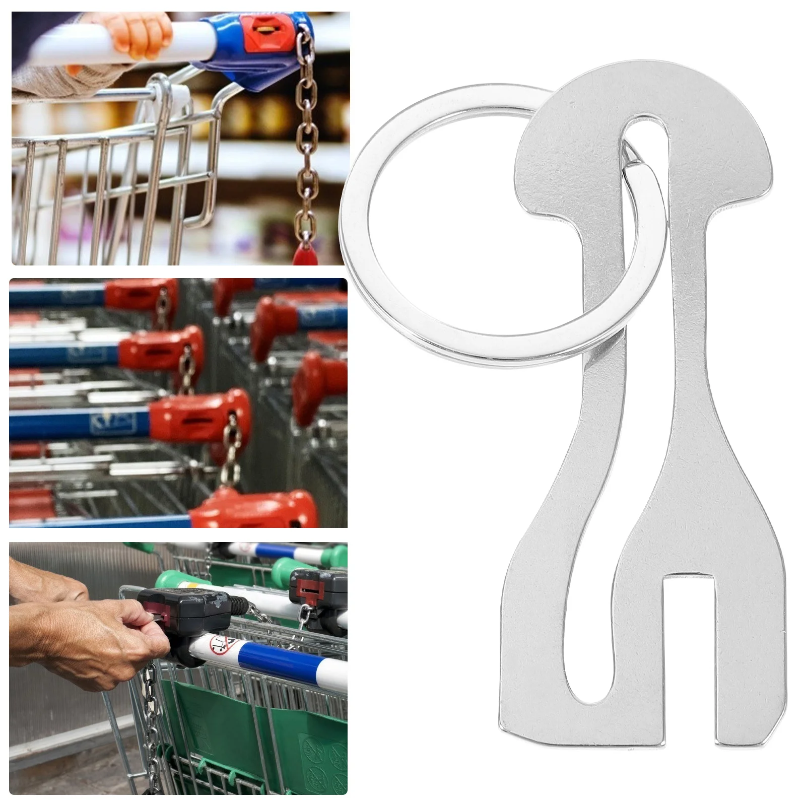 4 pezzi Carrello Token Go Carrelli Carrello della spesa Accessori pendenti Portachiavi in metallo per forniture per ufficio in lega di zinco Generi alimentari