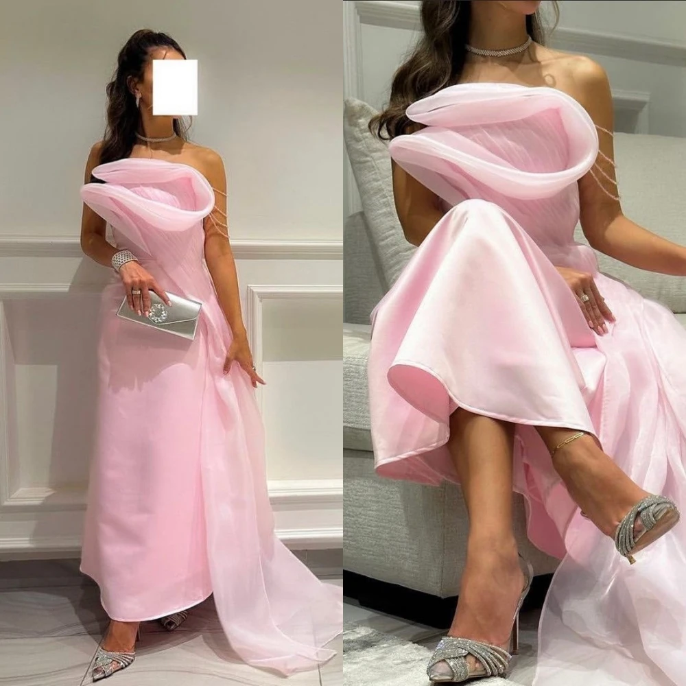 

Ball Matching Elegant Strapless Gown Anke Length Prom Dress Formal Ocassion Satin Vestido De Fiesta Elegante Para Mujer