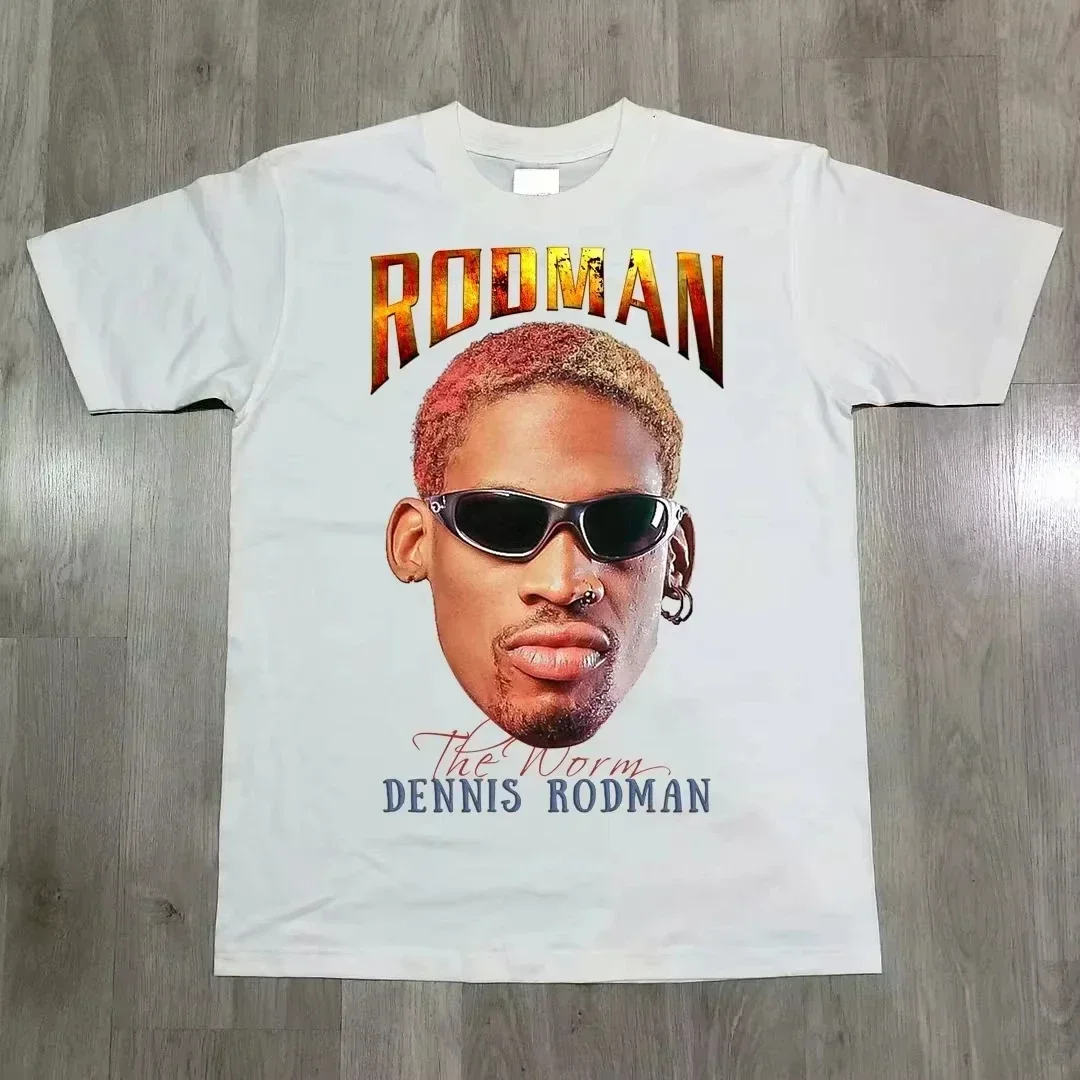 

TLL Rodman Bug Basketball Trend American Off-Shoulder Loose Cotton T-Shirt Short Sleeve New Cotton Printing Super Elastic Casual