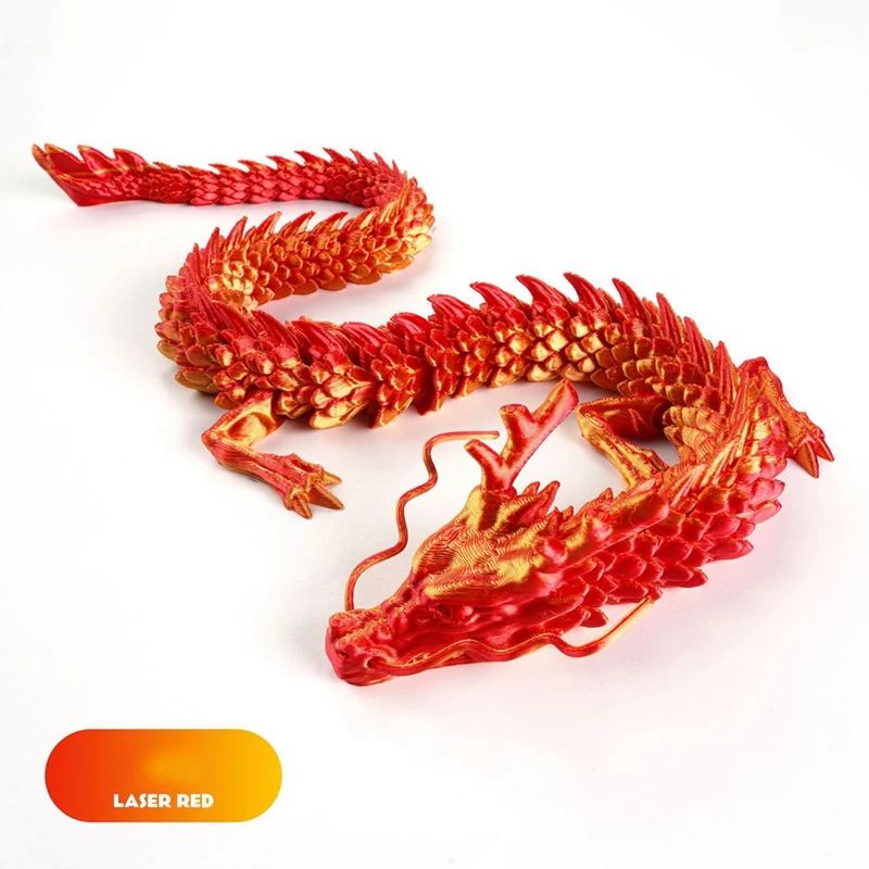 60Cm Chinese Dragon Ornaments 3D Printed Articulated Dragon For Fish Tank Landscaping,F