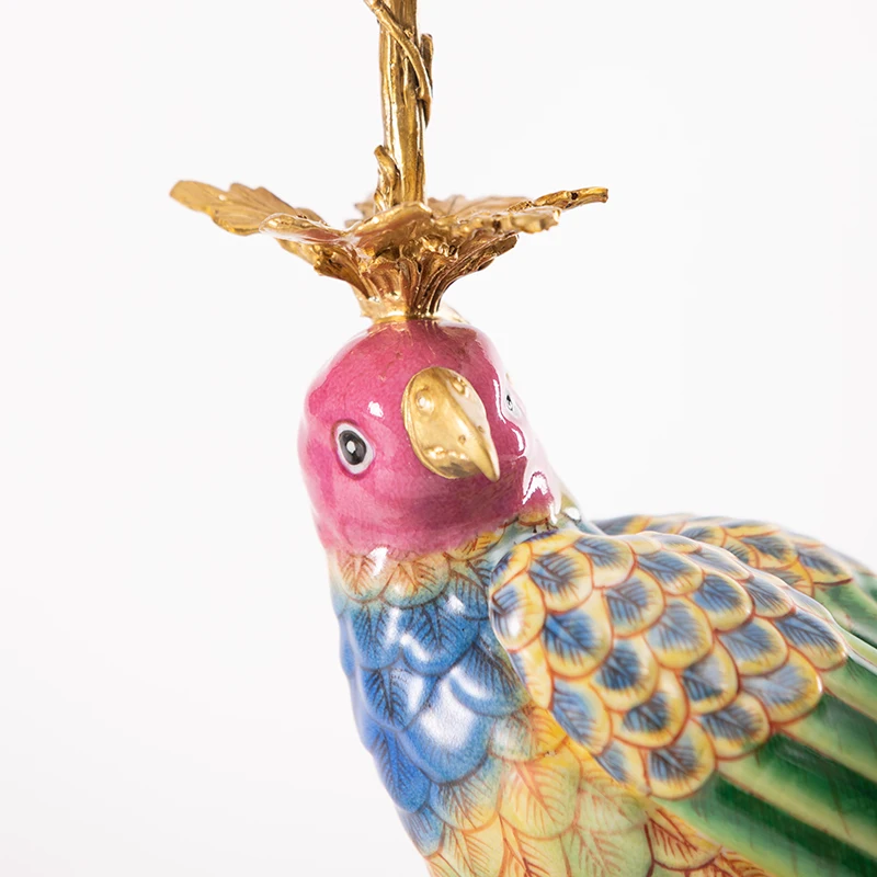 home unique restaurant fireplace home decoration brass ceramic bird candlestick bracket crafts