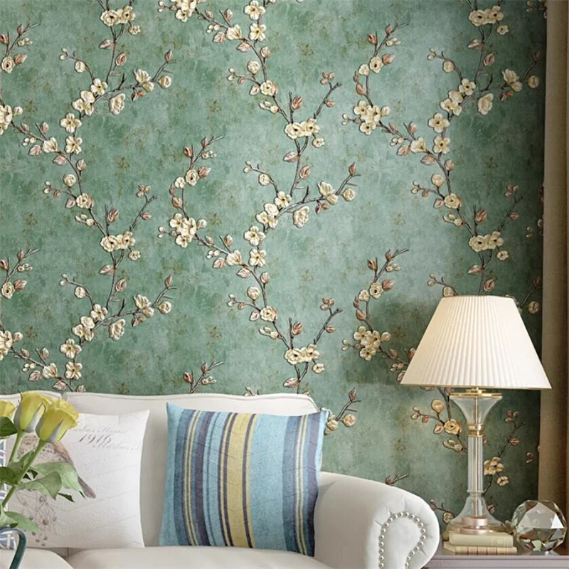 Self adhesive wallpaper for home use thickened American retro countryside wallpaper warm bedroom living room flower wall paper