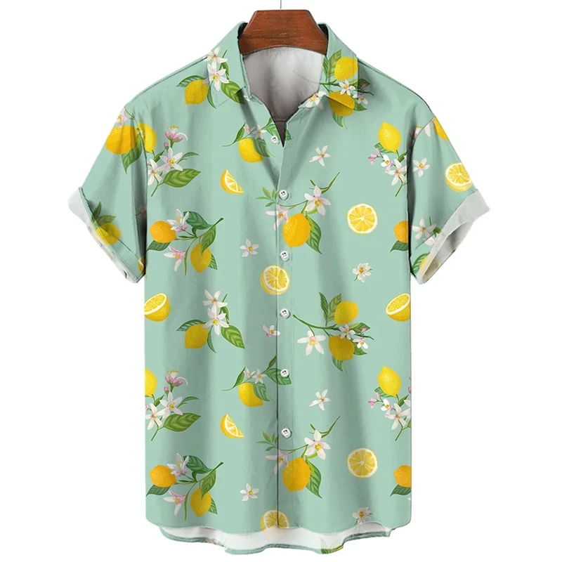 Fruit Banana Cherries 3D Printed Graphic Shirts For Men Clothes Fashion Hawaiian Lapel Blouse Casual Streetwear Lapel Blouse Top