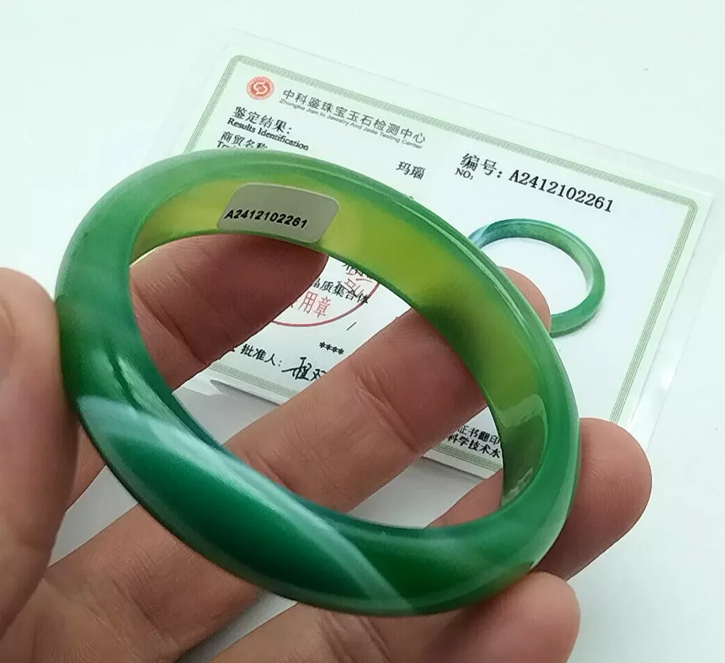 

Certified GENUINE Asia Green Natural A Agate Jade Bangle Bracelet Inner 56.00mm