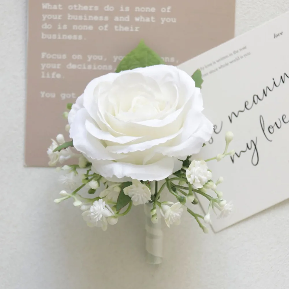 العاج الحرير الوردي العروة الزهور للرجال الضيوف سوار Demoiselle D Honneur Mariage لوازم الزفاف