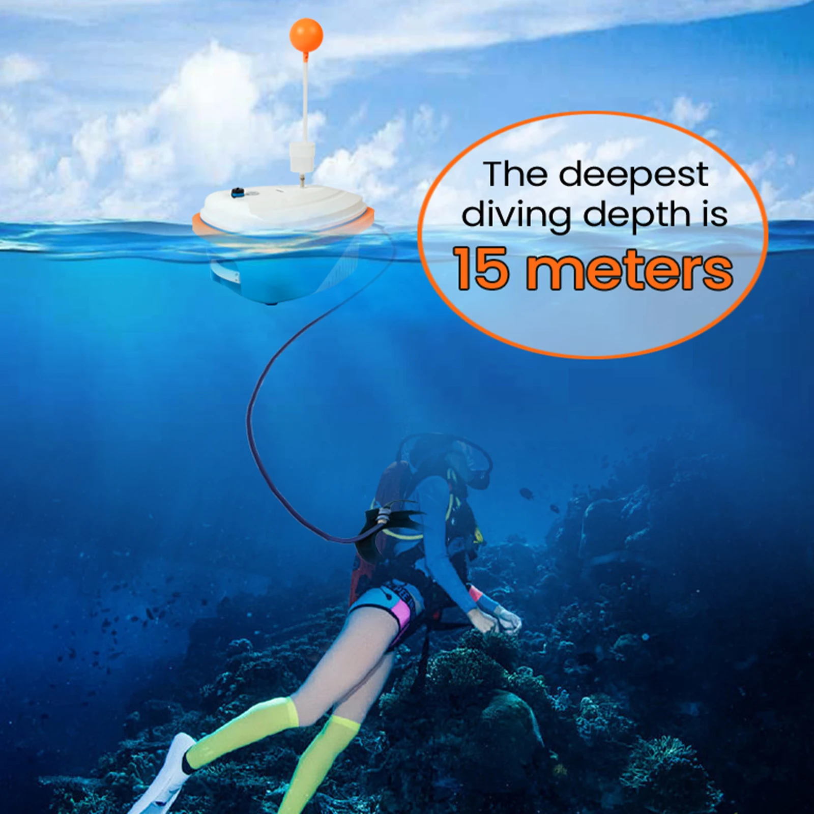 TUXING Scuba Diving Ventilator Snorkel Equipment Device Rechargeable Underwater Support Deepest 15M 7 Hours Winter Ice Diving