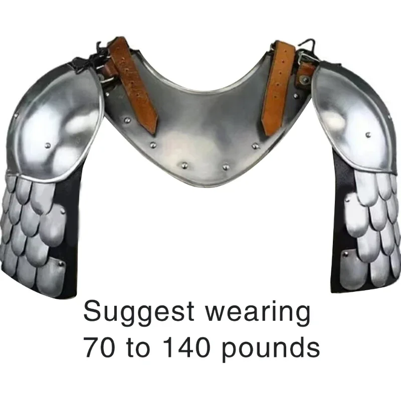 درع زي من جلد البولي يوريثان الصناعي في القرون الوسطى، درع تنكري للهالوين، درع الكتف المزدوج، حزام حماية الكتف Y1QD