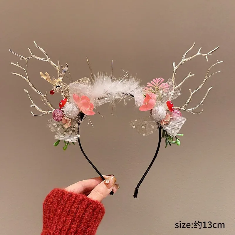 Decorazione natalizia Fascia natalizia Renna Corna da elfo Fascia per capelli Fata Orecchio di cervo Corno fulvo Corno di cervo Fascia per capelli