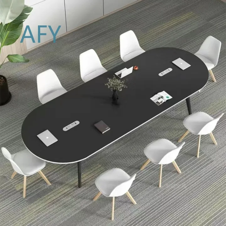 Modern Small Home Dining Table with Charging Outlet Solid Wood Lightweight Desk for School Conference Use for iPhone iPad