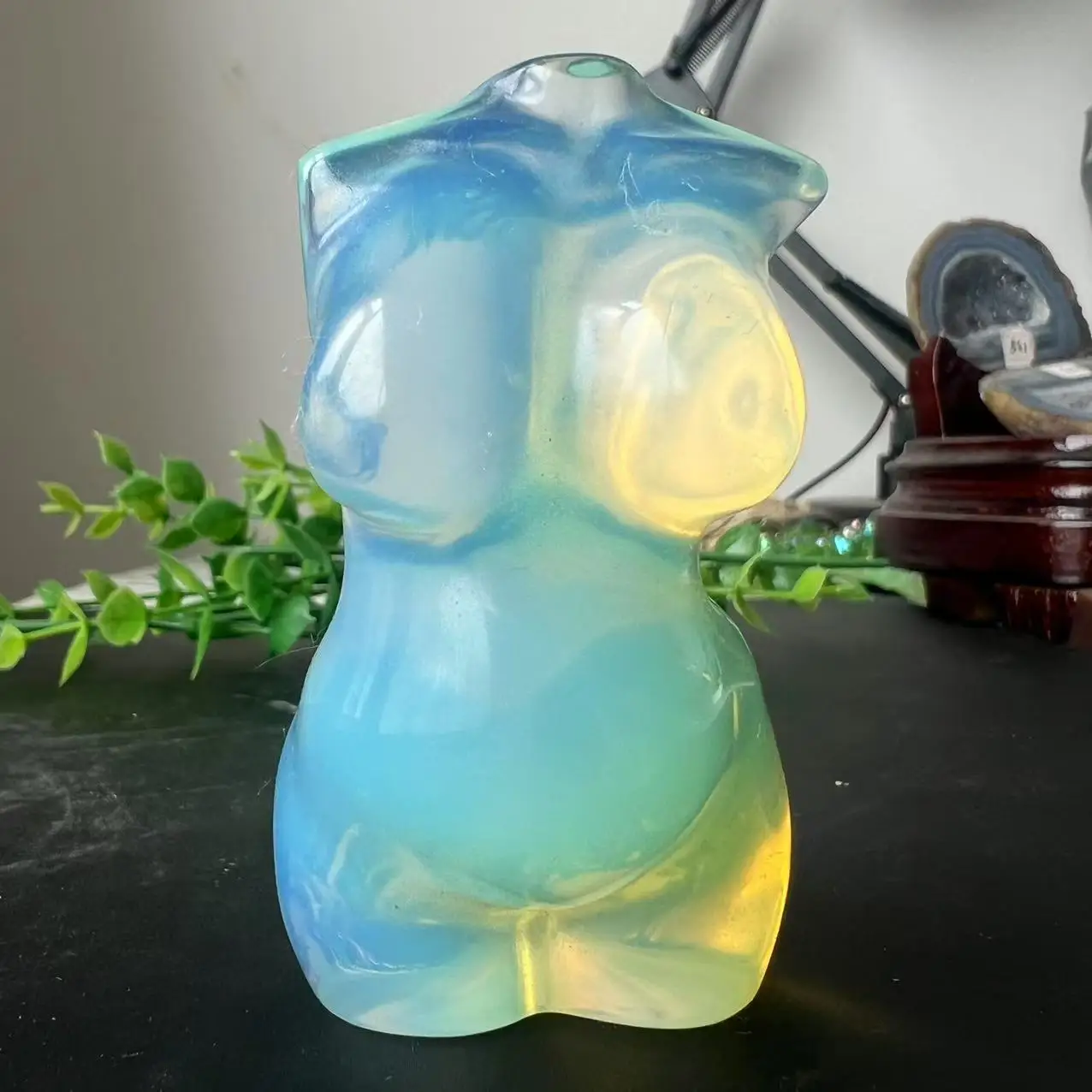 7.5CM Natural Crystal opal Quartz Pregnant Goddess Body Carving Energy Reiki Ornament Healing Home Decoration Room Decro
