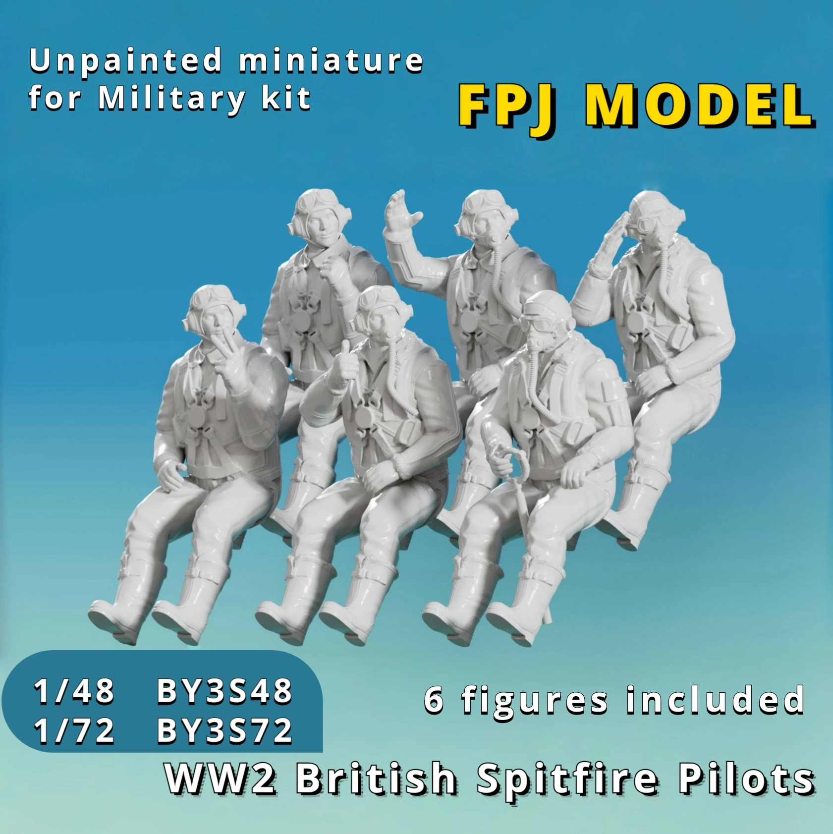 Kit de modelo de resina a escala 1/48 1/72, WW2 6, pilotos británicos Spitfire, soldado de mesa, figuras militares sin pintar, Diorama en miniatura