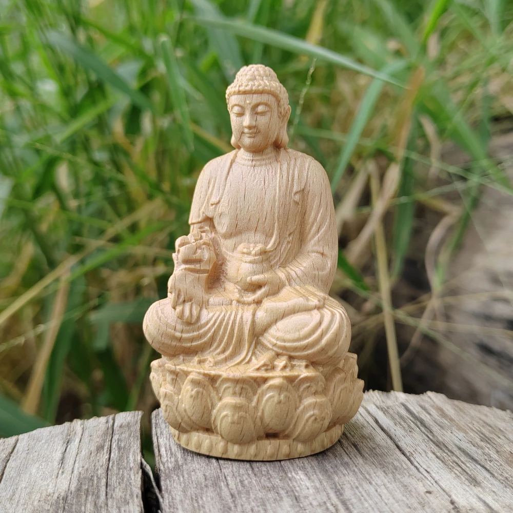 Wooden Carved Meditation Buddha Statue Ornament, Hand-Carved, Chinese Style, Artistic Style, Suitable for Halloween Decorations, Office Decoration, Interior Decorations, Living Room, New Year Gifts, Birthday Gifts, Thanksgiving Gifts
