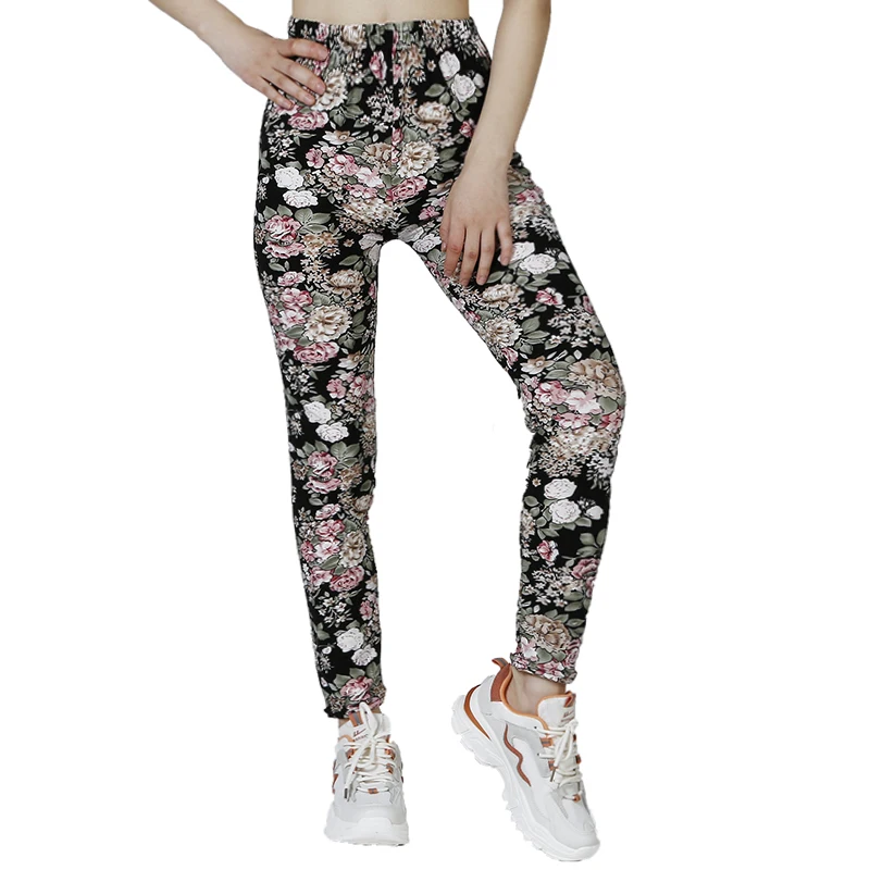 PD58 Dark Floral WOMEN\'S Clothing with 9% Leggings for Outdoor Sports Yoga Pants