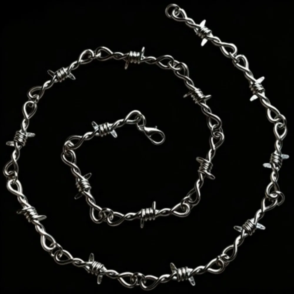 Fashion Iron Unisex Choker Necklace Men Women Hip-hop Gothic Punk Barbed Wire Little Thorns Chain Jewelry Gifts
