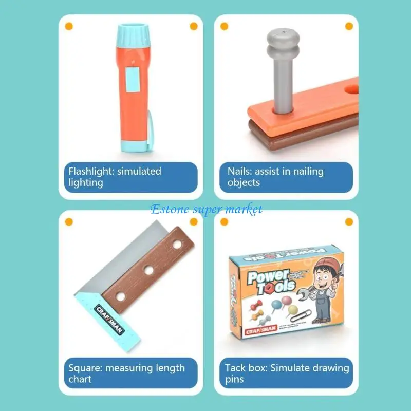 090B Conjunto ferramentas construção para carros STEM para crianças meninos meninas Conjunto ferramentas