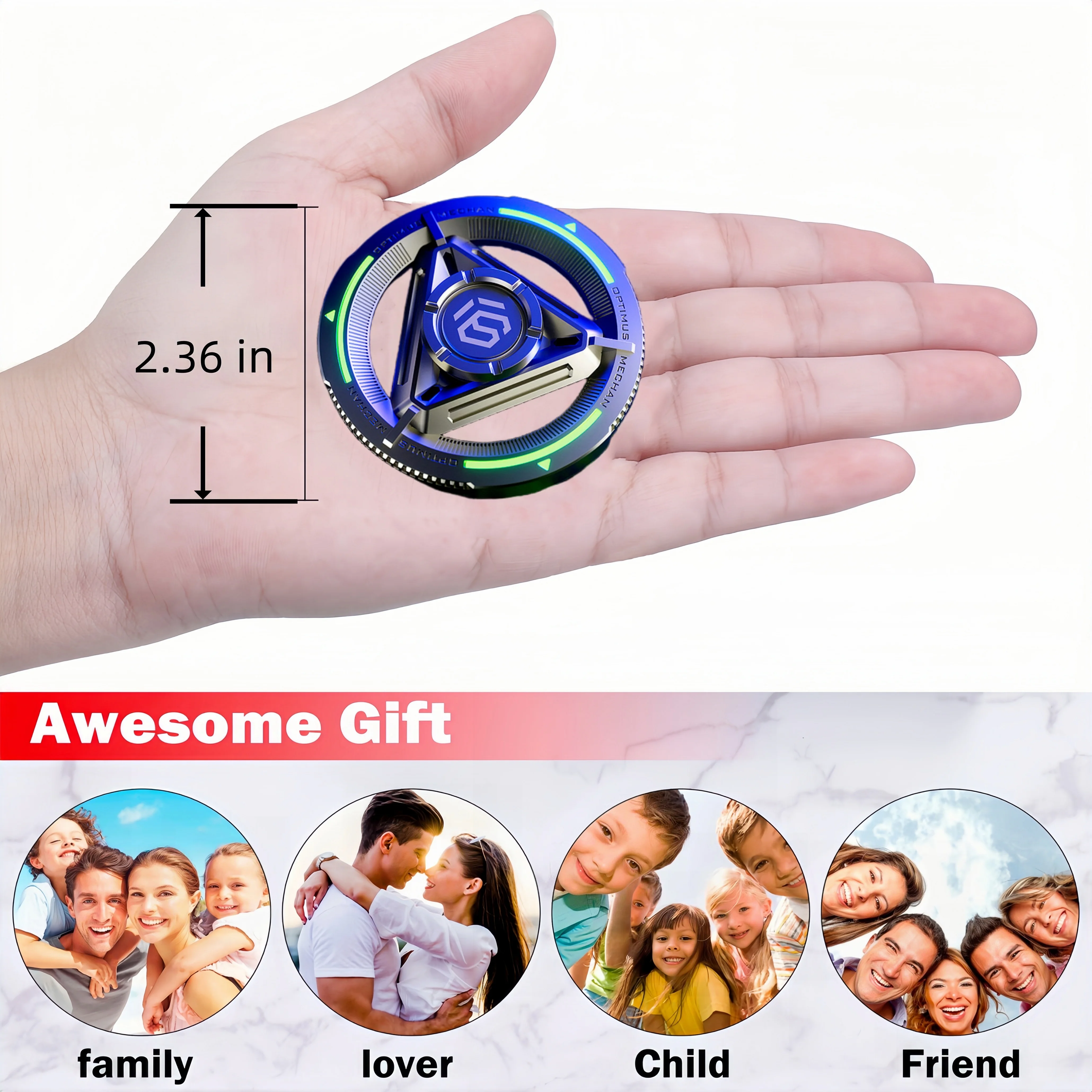 YIJOO Metal Fidget Spinner for Adults, Anti-Anxiety Stress Relief Toy with Smooth Gyro Spinning,Durable Gift for Focus & Calming