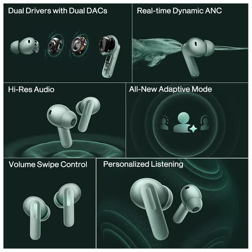 Imagen 2 del producto OnePlus Buds 4 auriculares versión Global 55dB ANC AI llamada cancelación de ruido auriculares portátiles LHDC 5,0 inalámbrico Bluetooth 5,4