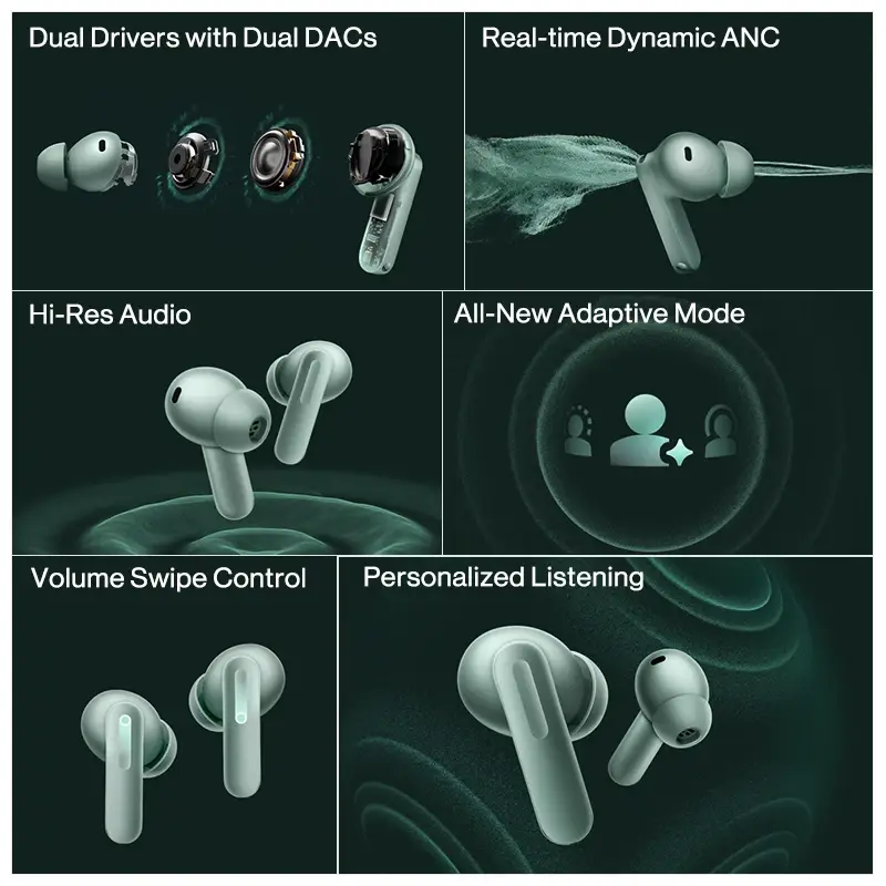 سماعات أذن لاسلكية OnePlus Buds 4 نسخة عالمية إلغاء ضوضاء 55dB سماعات أذن محمولة LHDC 5.0 بلوتوث 5.4 - 4
