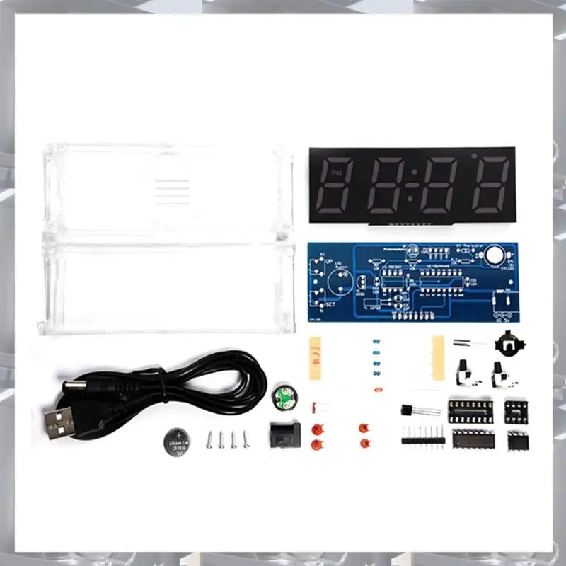 DIY Clock Kit Digital Tube Temperature Clock Colorful Display DS1302 DIY Electronic Kit Soldering Subjest Assembly Kit