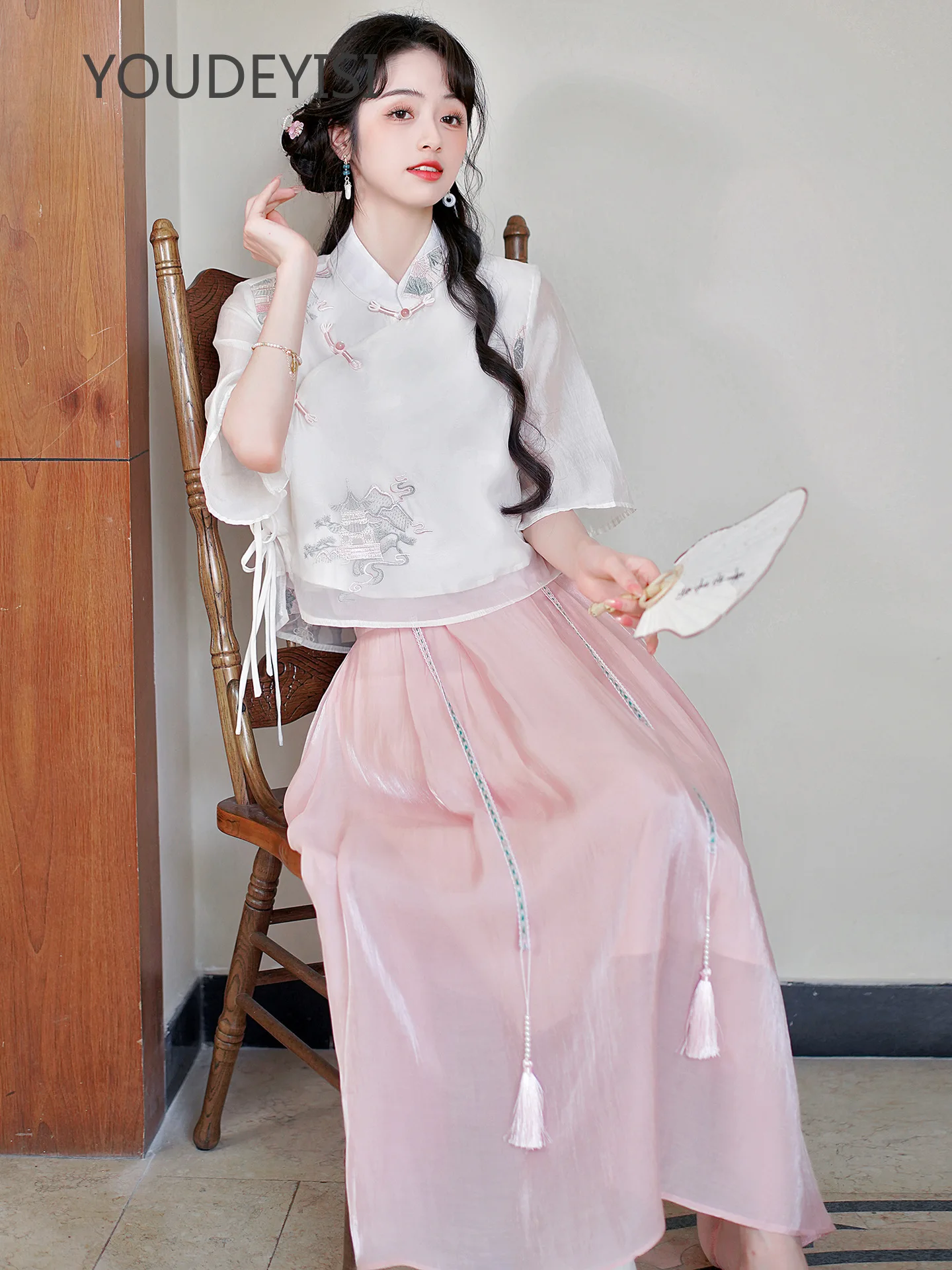 

YOUDEYISI summer hanfu women's clothing national style literary and retro daily travel new Chinese stand-up collar