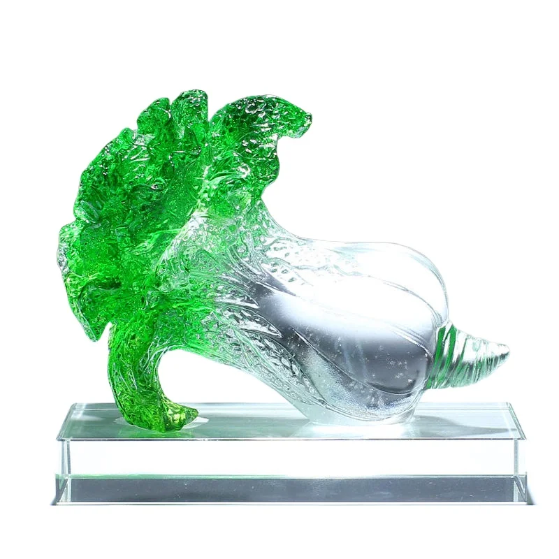 

Glazed jadeite jade Baicai cabbage ornament advanced sense living room crystal handicraft
