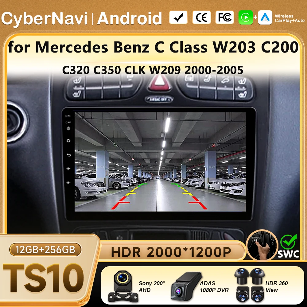 

Android 16 Auto Car Radio for Mercedes Benz C Class W203 C200 C320 C350 CLK W209 2000-2005 CarPlay Intelligent Multimedia WiFi