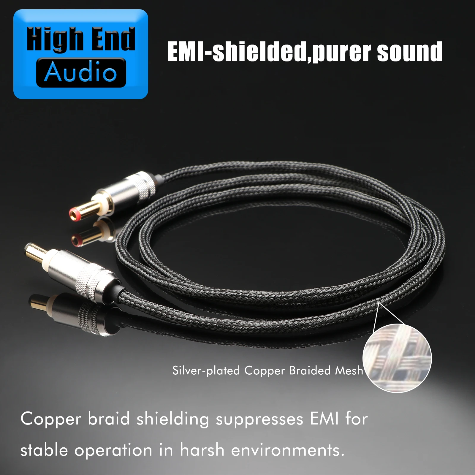 Hifi OCC Silver Plated DC Power Cable 5.5*2.5/2.1MM Pin To 5.5*2.5/2.1MM AC/DC Phono Amplifier Linear Power Supply Output Cable