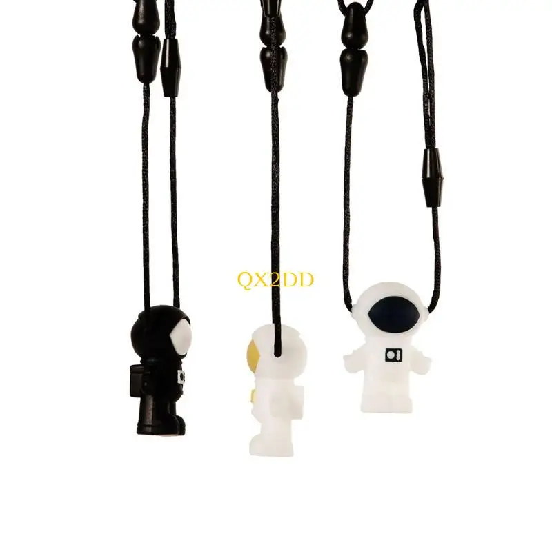 

QX2D Baby Silicone Astronaut Teether Autism Sensory Chewing Necklace Toddler Teething Soothing Toy Infant Pain Relief Soother