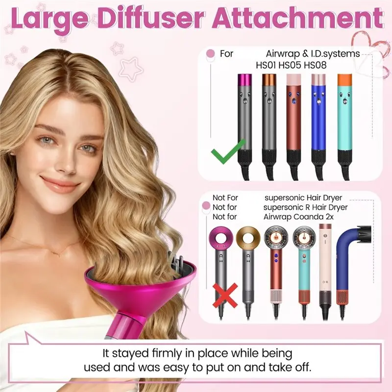 AB43-Diffuser Attachment+Tension Comb For Dyson Airwrap HS01 HS05 HS08 B