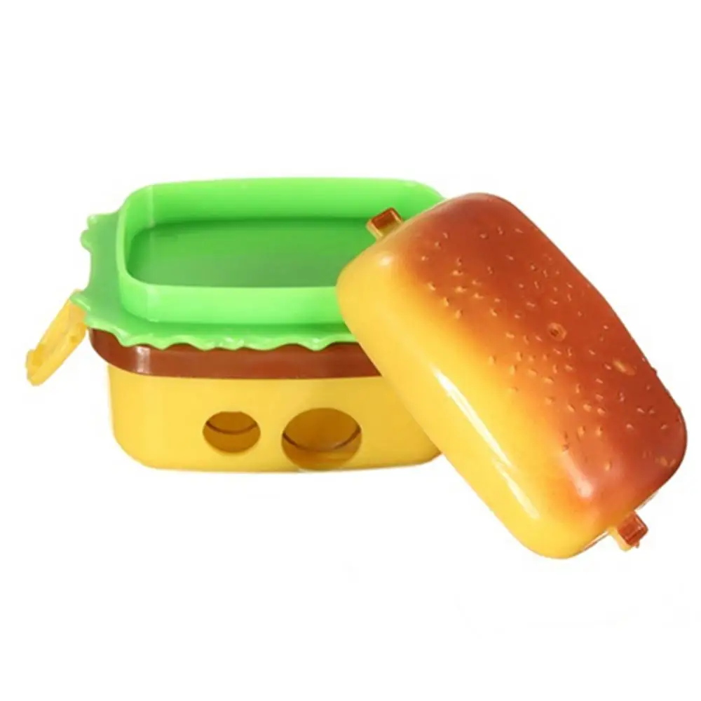 1Pc Cute Hamburger Pencil Sharpener with Two Rubbers Erasers Student Stationery