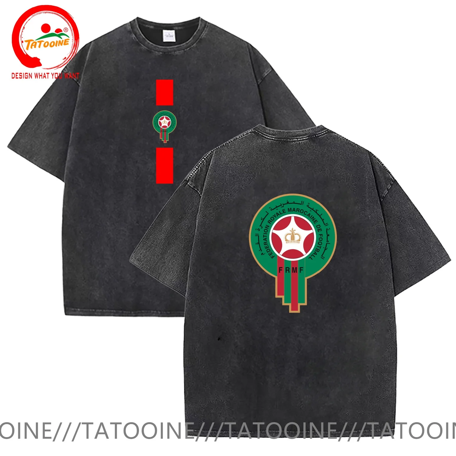 

Винтажная футболка из выстиранного хлопка с забавным дизайнерским принтом «Марокко Футбол», мужская модная повседневная одежда, стильные топы и футболки