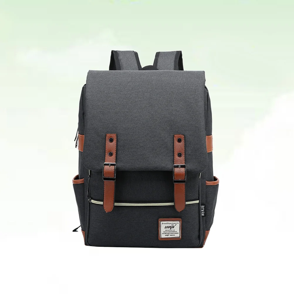 

Canvas Vintage Dark Gray Backpack Travel Multi Pocket Large Capacity Hiking Camping School Rucksack Outdoor Sports