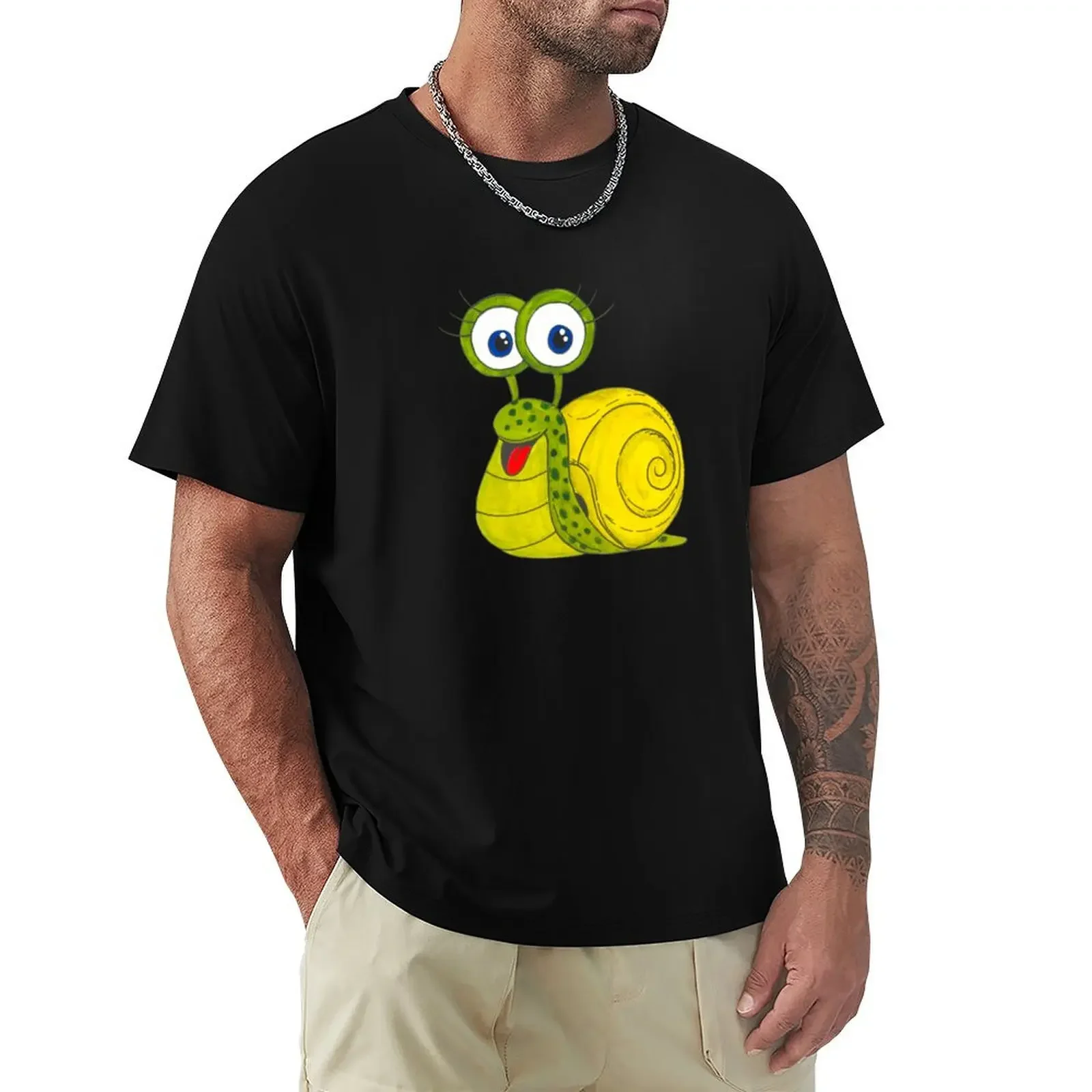 Camiseta caracol verde com gráficos pretos, pacote de camisetas para homens