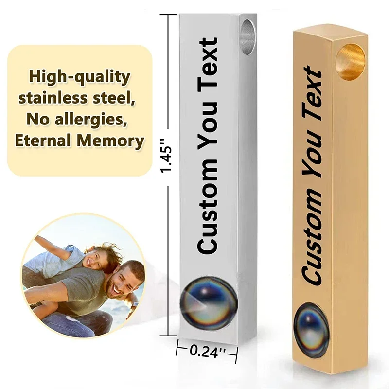 

Ожерелье на заказ с изображением внутри, 3D гравировка, персонализированное ожерелье с именем бара, ожерелье с подвеской на заказ для женщин, пара