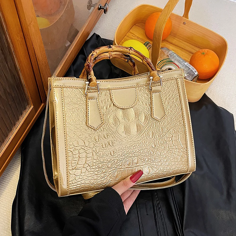 Large Capacity Totes Bag for Women Stone Pattern Texture Bamboo Clutch Bags Ladies Handbags Shopping Shoulder Crossbody Bags