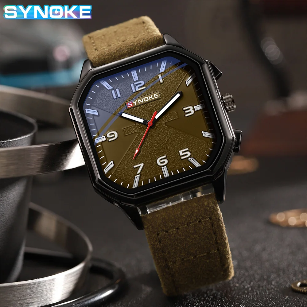 SYNOKE Belt Retro Watch Men Quartz Watch New Style Fashion Sport Business For Men Watch Student Wristwatch Sports Non Mechanical