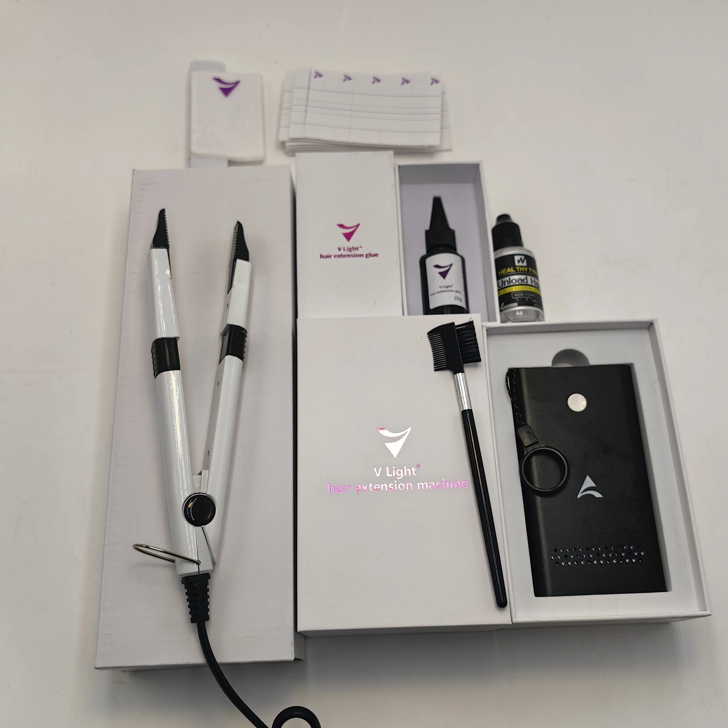 새로운 헤어 익스텐션 도구 V-Light 기술 헤어 익스텐션 세트, 가발 헤어 피스, 실제 헤어, 빠른 접목 도구, 견고하고 흔적 없음