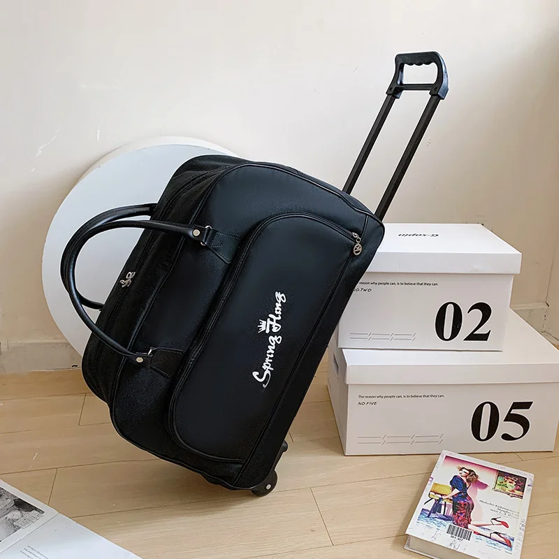 Large Capacity Trolley Case Travel Bag Handbag Foldable Thickened Wearresistant Boarding Case Home Storage Travel Convenient Bag