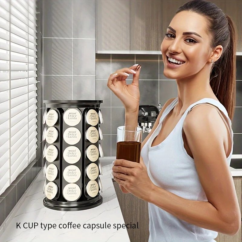 New Capsule Coffee Shelf360Degree Rotating Storage and Storage Rack Milk Capsule Hanging Capsule Display Rack，Can Accommodate40O