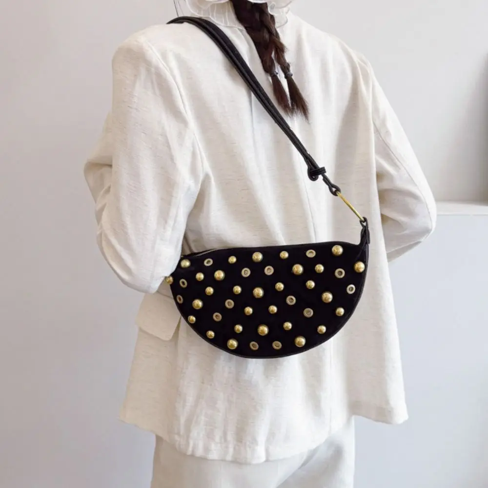 

Portable Metal Stud Rivet Crossbody Bag Spicy Girl Hollow Y2k Shoulder Bag Punk Style Korean Style Underarm Bag Lady