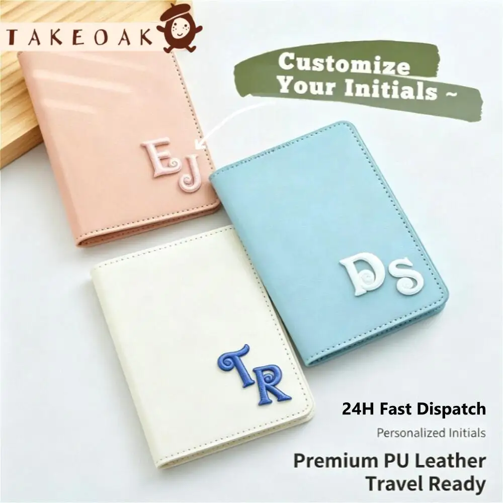 Personalized Custom Embroidery Initials Passport Cover Soft Pu Leather Travel Passport Holder Custom Monogram Travel Gift