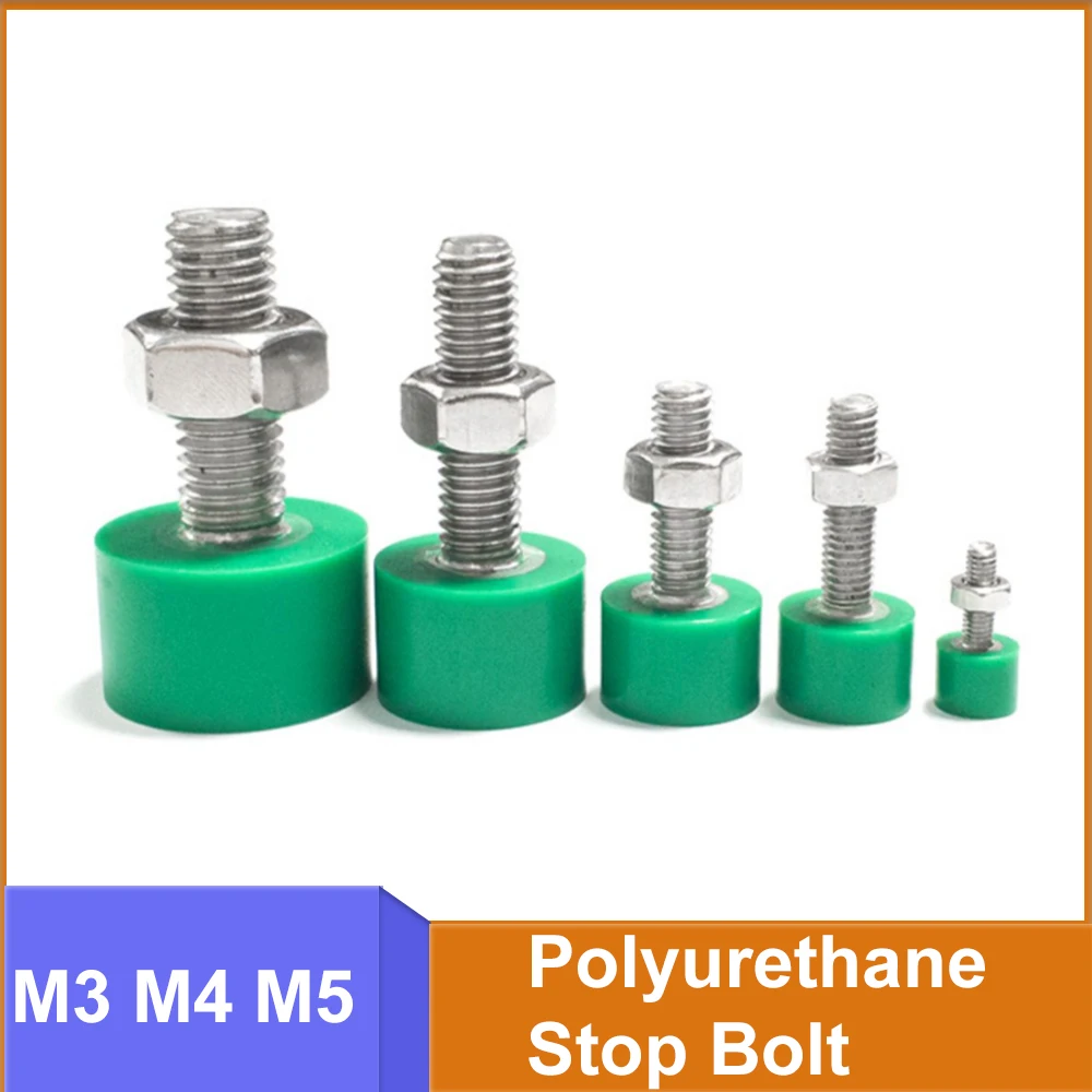 M3 M4 M5 Adjustable Polyurethane Stop Bolt Urethane Pusher Rubber Coated Anti-Collision Positioning Limit Screws