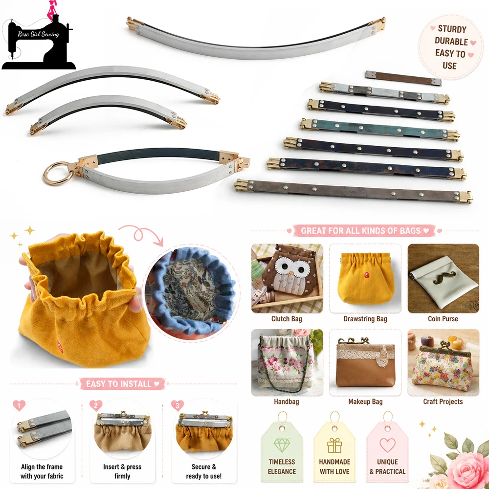 2/5/10PCS 10-38cm Metal Internal Flexible Frame with Loop Spring Clasp For Coin Purse Frame Handle Kiss Clasp Lock Accessories