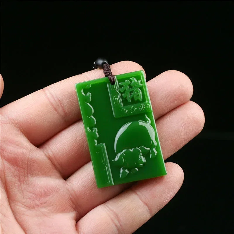 Chinese Natural White Jade Hand-carved Zodiac Tiger Pendant Ten Fine Jewelry Men and Women Zodiac Necklace Popular Gifts